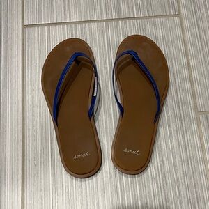 Sanuk Women's Tan and Blue Sandals